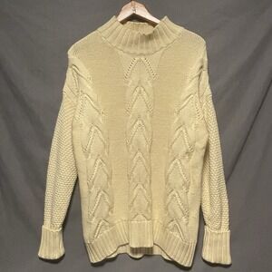 Women's Cable Knit Cotton Sweater Size M